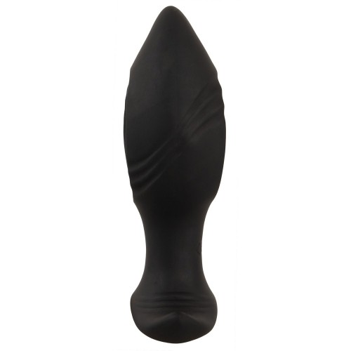 Anos analvibrator med håldesign och fjärrkontroll i svart silikon – två motorer och 10 vibrationslägen