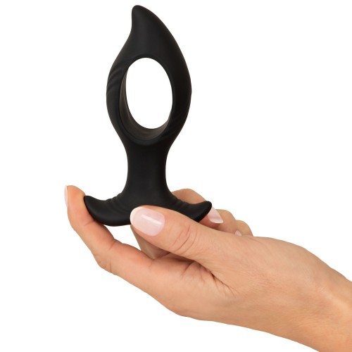 Anos analvibrator med håldesign och fjärrkontroll i svart silikon – två motorer och 10 vibrationslägen