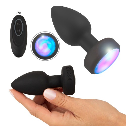 Anos LED Flashing Vibrating Butt Plug vibrerande analplug med blinkande LED-ljus i basen – silikon butt plug med vibration och ljusshow