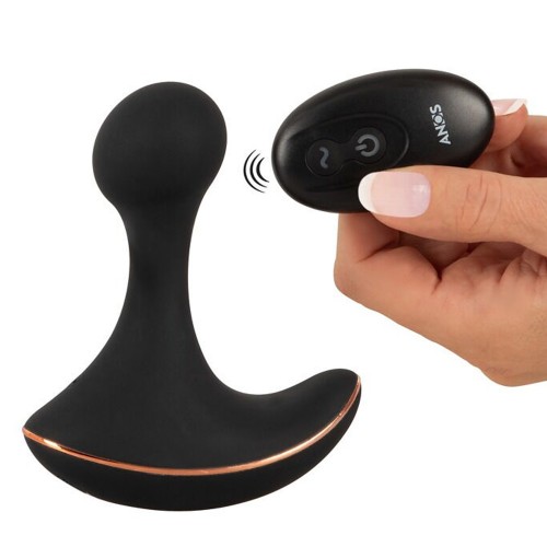 Köp Anos RC Prostate Massager With Vibration – prostatamassager med fjärrkontroll Anos RC Prostate Massager With Vibration svart prostatamassager i silikon med 7 vibrationslägen och fjärrkontroll – vattentät och uppladdningsbar