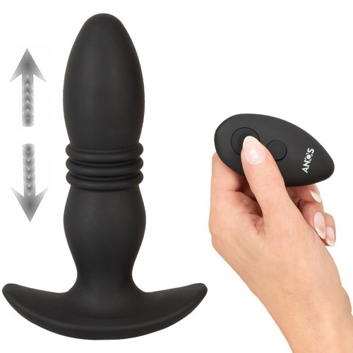 Anos Thrusting Vibrating Butt Plug stötande och vibrerande analplug i silikon med fjärrkontroll – intensiv analstimulans
