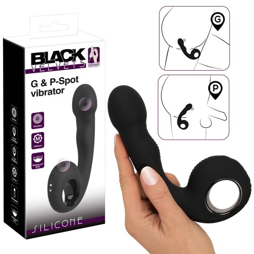 Black Velvets G-Punkt och P-Punktsvibrator svart dubbelsidig vibrator för G-punkt och prostatastimulans