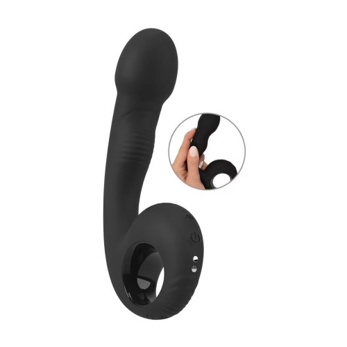Black Velvets G-Punkt och P-Punktsvibrator svart dubbelsidig vibrator för G-punkt och prostatastimulans