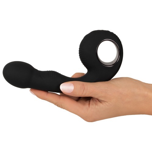 Black Velvets G-Punkt och P-Punktsvibrator svart dubbelsidig vibrator för G-punkt och prostatastimulans