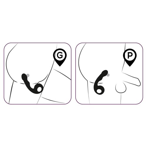 Black Velvets G-Punkt och P-Punktsvibrator svart dubbelsidig vibrator för G-punkt och prostatastimulans