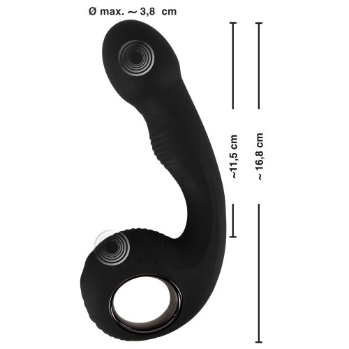 Black Velvets G-Punkt och P-Punktsvibrator svart dubbelsidig vibrator för G-punkt och prostatastimulans
