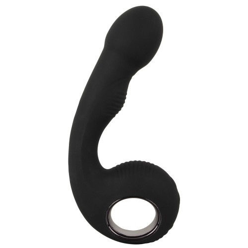 Black Velvets G-Punkt och P-Punktsvibrator svart dubbelsidig vibrator för G-punkt och prostatastimulans