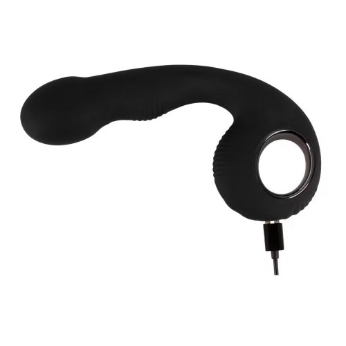 Black Velvets G-Punkt och P-Punktsvibrator svart dubbelsidig vibrator för G-punkt och prostatastimulans