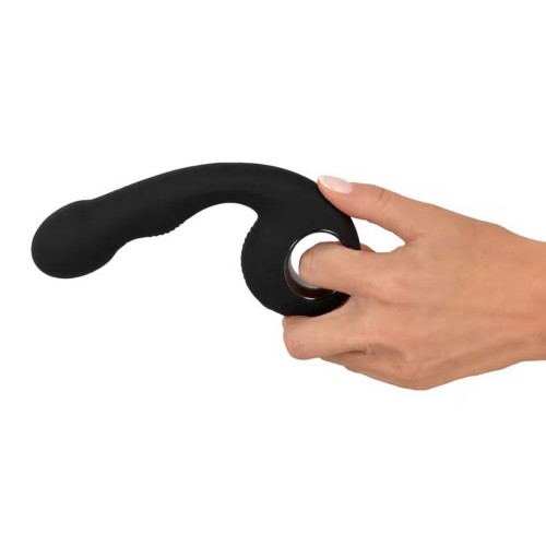 Black Velvets G-Punkt och P-Punktsvibrator svart dubbelsidig vibrator för G-punkt och prostatastimulans