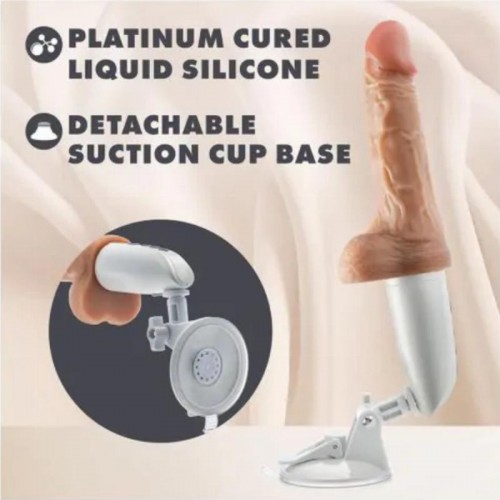 Blush Dr Skin Dr Hammer stötande vibrerande realistisk dildo 18 cm i silikon med handtag, fjärrkontroll och värmefunktion