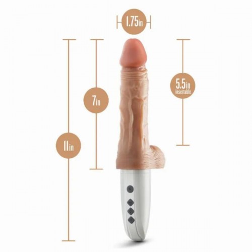Blush Dr Skin Dr Hammer stötande vibrerande realistisk dildo 18 cm i silikon med handtag, fjärrkontroll och värmefunktion