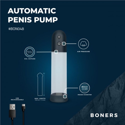 Boners Automatic Penis Pump with Masturbator 2-i-1 automatisk penispump med inbyggd masturbator för starkare erektion och intensiv stimulans
