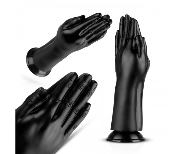 BUTTR Double Trouble Fisting Dildo svart XXL i mjuk PVC med stark sugkopp – stor fistingdildo för erfarna användare