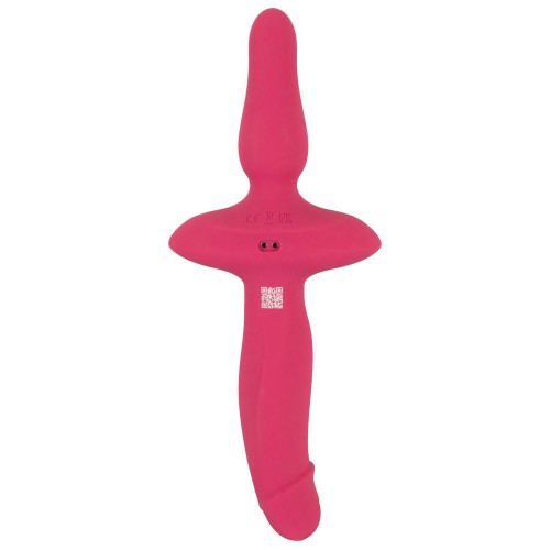 Couples Choice 2-in-1 Vibrator och Butt Plug i knallrosa silikon – dubbeländad vibrator med magnetisk USB-laddning