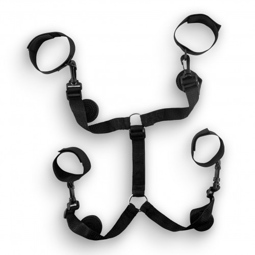Crushious Bondage Universal Set under mattress restraint – bondage-set med justerbara remmar och bojor för handleder och fotleder