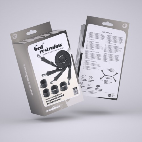 Crushious Bondage Universal Set under mattress restraint – bondage-set med justerbara remmar och bojor för handleder och fotleder