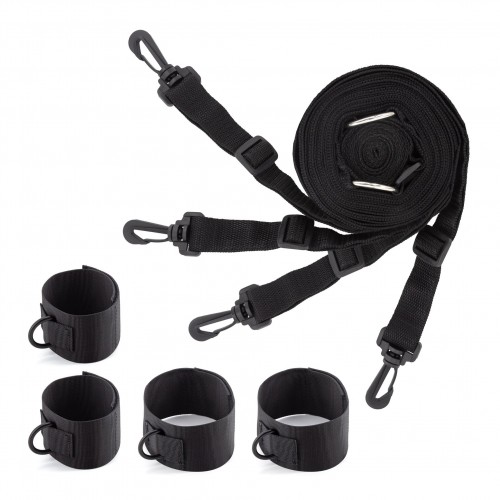 Crushious Bondage Universal Set under mattress restraint – bondage-set med justerbara remmar och bojor för handleder och fotleder