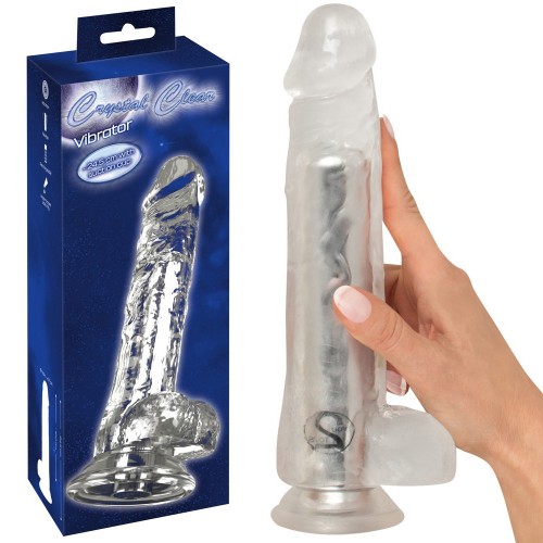 Crystal Clear Vibrator Dong transparent penisformad vibrator med sugpropp 10 vibrationslägen och naturtrogna detaljer