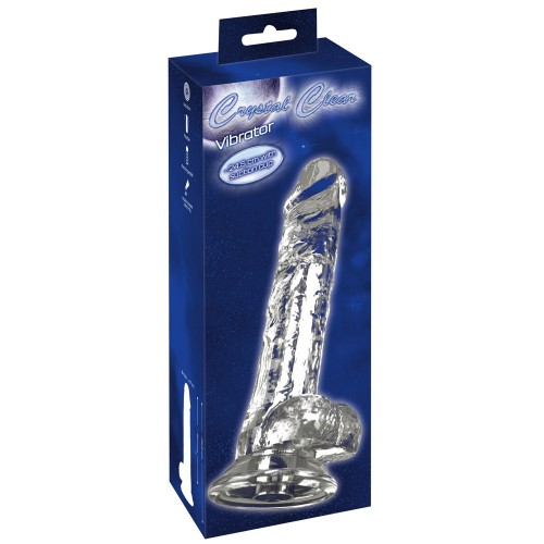 Crystal Clear Vibrator Dong transparent penisformad vibrator med sugpropp 10 vibrationslägen och naturtrogna detaljer