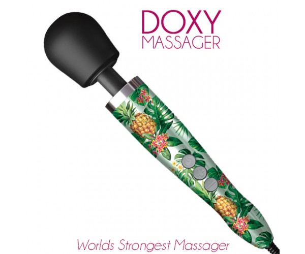 Doxy Die Cast Pineapple Edition massagestav 34 cm i aluminium-titanlegering med ananasdekor – 3 000 till 9 000 RPM och 8 hastigheter