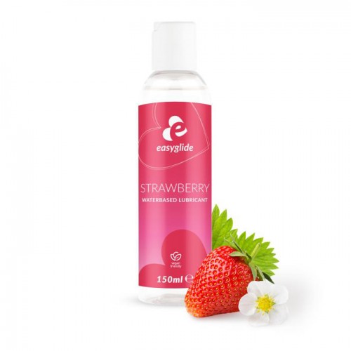 EasyGlide Jordgubb vattenbaserat glidmedel 150 ml med söt jordgubbssmak – smaksatt glidmedel för oralsex och intimlek