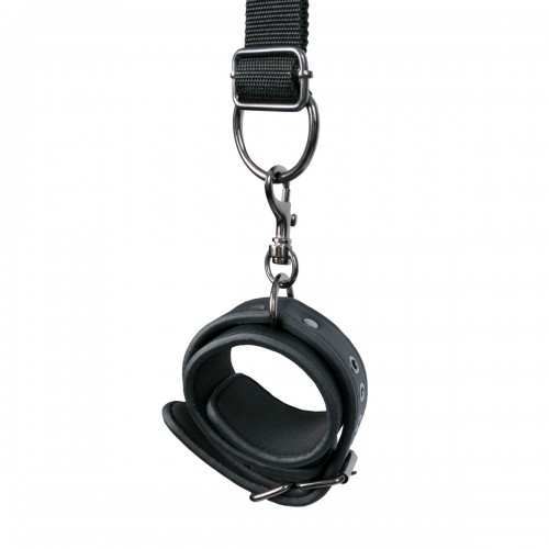 EasyToys Black Fetish Under The Mattress Restraint Set svart – sängbondage med justerbara remmar under madrassen och bojor för handleder och fotleder