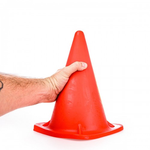 Extreme Cone konformad buttplug 30 cm i orangeröd ftalatfri PVC – extrem analplug som liknar vägkona