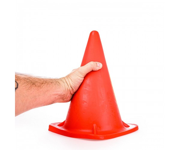 Extreme Cone konformad buttplug 30 cm i orangeröd ftalatfri PVC – extrem analplug som liknar vägkona