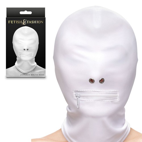 Köp Fetish & Fashion Closed Zip Hood – heltäckande nylonhuva med dragkedja Fetish & Fashion Closed Zip Hood – heltäckande huva med dragkedja i vit nylon för BDSM och sinneslek