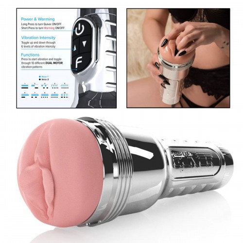 Fleshlight Quiver Vibrating Stroker – onanileksak med dubbla motorer, varmefunktion och 60 vibrationsladen