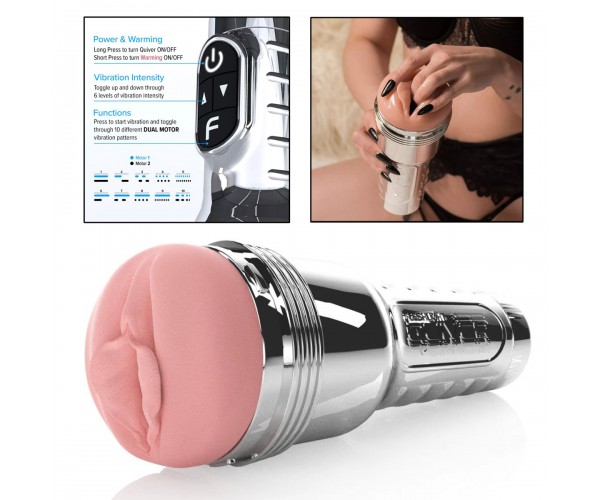 Fleshlight Quiver Vibrating Stroker – onanileksak med dubbla motorer, varmefunktion och 60 vibrationsladen