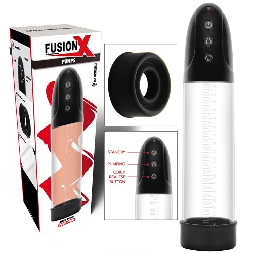 Hidden Desire Fusion X Automatic Penis Pump svart – automatisk penispump i polykarbonat med silikonfoder och måttmarkeringar