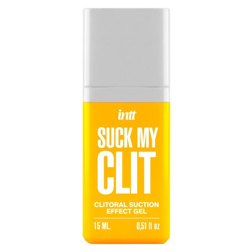 INTT Suck My Clit Tropical Mango klitorisgel 15 ml med sugeffekt, vibration och pulsering – vattenbaserad stimulerande gel med smak av tropisk mango