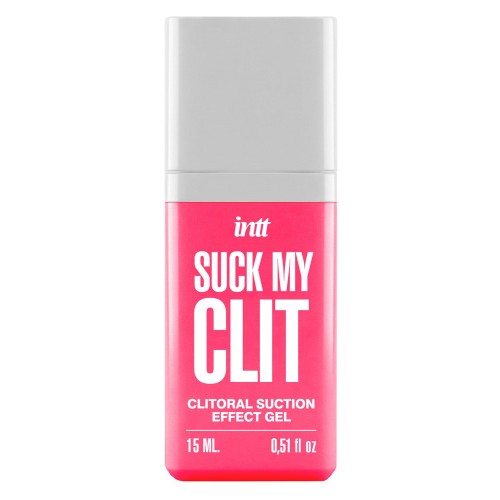 INTT Suck My Clit Wild Strawberry klitorisgel 15 ml med sugeffekt, vibration och pulsering – vattenbaserad stimulerande gel med smak av vild jordgubbe