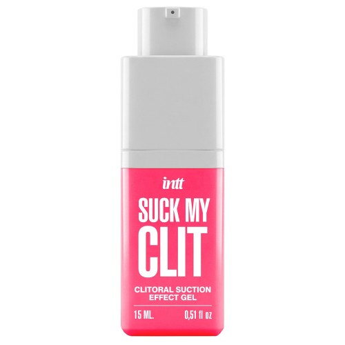 INTT Suck My Clit Wild Strawberry klitorisgel 15 ml med sugeffekt, vibration och pulsering – vattenbaserad stimulerande gel med smak av vild jordgubbe