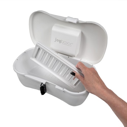 JoyBoxx Hygienic Storage System vit förvaringslåda för sexleksaker med UV-sterilisering och laddning