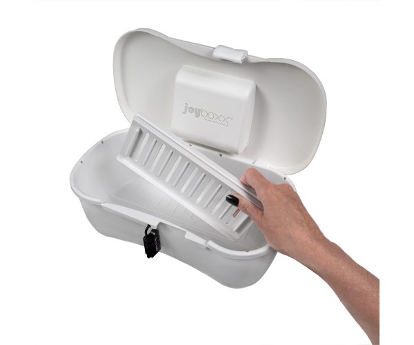 JoyBoxx Hygienic Storage System vit förvaringslåda för sexleksaker med UV-sterilisering och laddning
