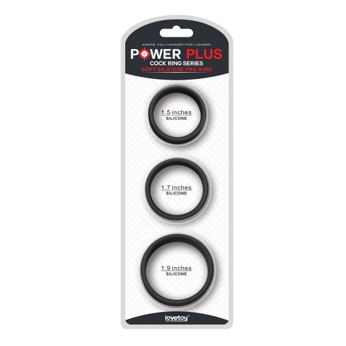 Lovetoy Soft Silicone Pro Ring Set 3-pack mjuka penisringar i olika storlekar – töjbara cockrings för hårdare erektion och längre uthållighet