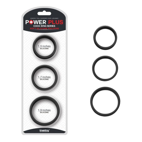 Lovetoy Soft Silicone Pro Ring Set 3-pack mjuka penisringar i olika storlekar – töjbara cockrings för hårdare erektion och längre uthållighet