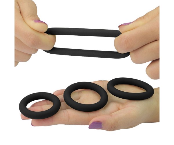 Lovetoy Soft Silicone Snug Ring Set 3-pack mjuka penisringar med snug-passform – täta cockrings för hårdare erektion och längre uthållighet
