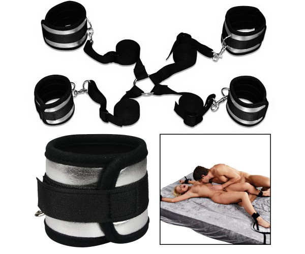 Lovetoy Struggle My Bed Restraints Bondage Set – mångsidigt bondage-set med handleds- och vristmanschetter
