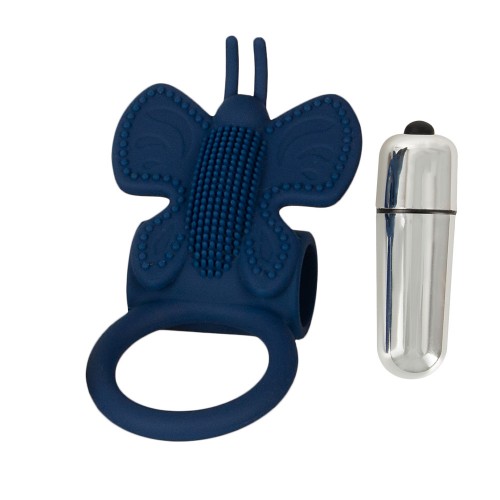 Magic Shiver Vibrating Butterfly Cock Ring vibrerande penisring med fjäril och klitorisstimulans – penisring med butterfly-vibrator för parnjutning
