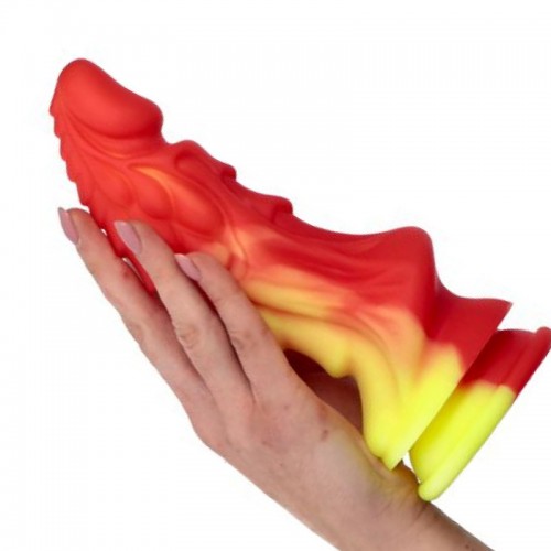 Monstertoyz Ade Gode fantasidildo i medicinsk silikon 19 cm med sugkopp – färgglad drakformad dildo