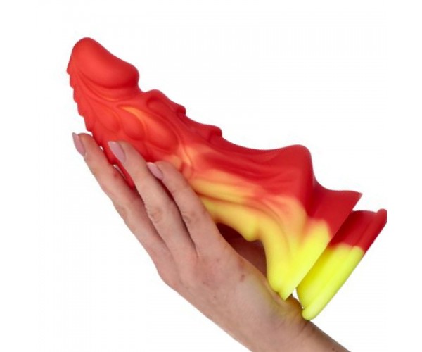 Monstertoyz Ade Gode fantasidildo i medicinsk silikon 19 cm med sugkopp – färgglad drakformad dildo