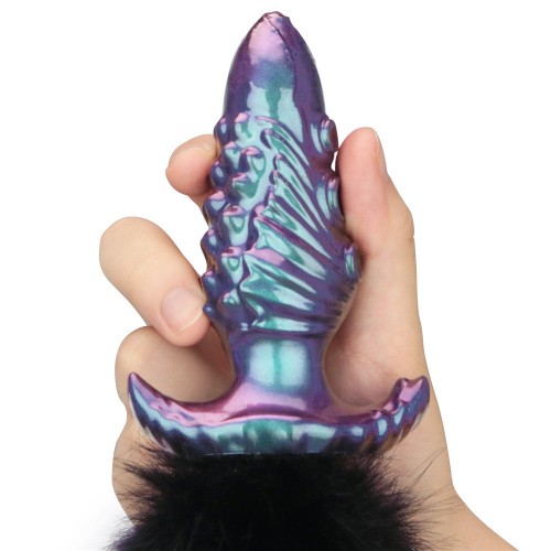 MystiTail anal plug med avtagbar svans 12 cm svart – butt plug med fluffig svart svans för roleplay och BDSM