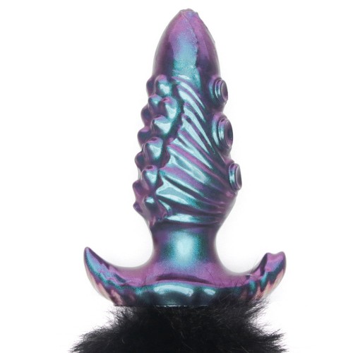 MystiTail anal plug med avtagbar svans 12 cm svart – butt plug med fluffig svart svans för roleplay och BDSM