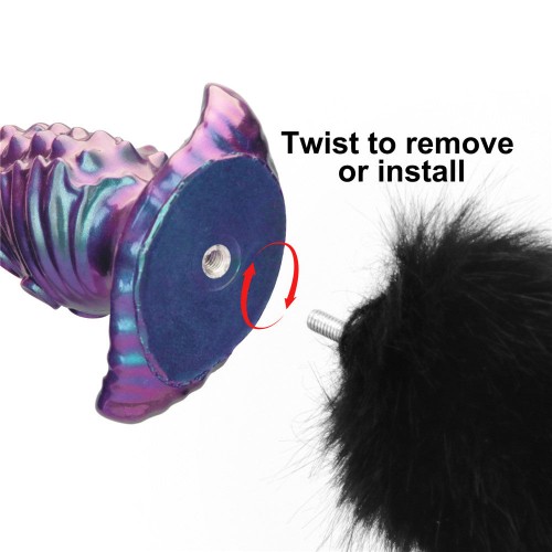 MystiTail anal plug med avtagbar svans 12 cm svart – butt plug med fluffig svart svans för roleplay och BDSM