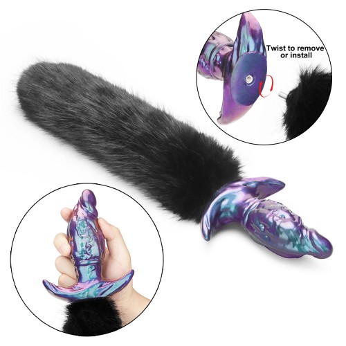 Köp MystiTail Anal Plug med Avtagbar Svart Svans 14 cm – butt plug för roleplay MystiTail anal plug med avtagbar svans 14 cm svart – butt plug med fluffig svart svans för roleplay och BDSM