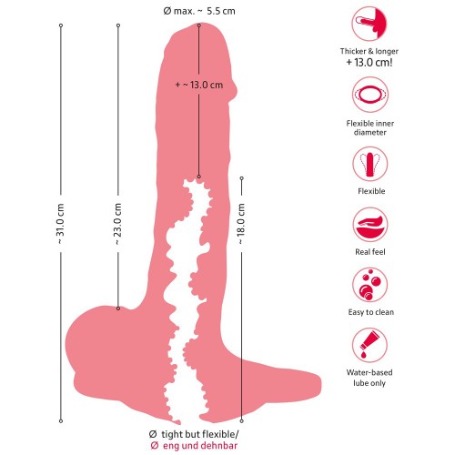 Nature Skin 3-in-1 Extension Dildo och Masturbator i hudlik TPE – penisförlängare, dildo och masturbator i ett