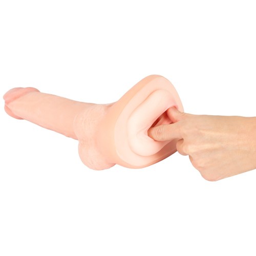Nature Skin 3-in-1 Extension Dildo och Masturbator i hudlik TPE – penisförlängare, dildo och masturbator i ett